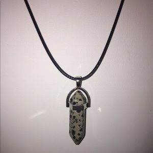 Dalmatian Jasper Bullet Necklace